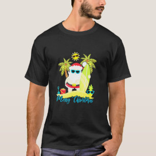 Christmas In July Santa Summer Surfing Beach Surf  T-Shirt