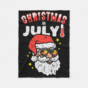 Christmas In July Santa Sungles Beach Xmas Men Wom Fleece Blanket