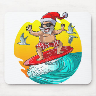 Christmas in July Santa Surf Hawaiian Men Summer Mouse Mat