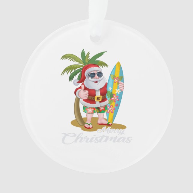 Christmas in July Santa Surf Hawaiian Men Summer Ornament (Front)