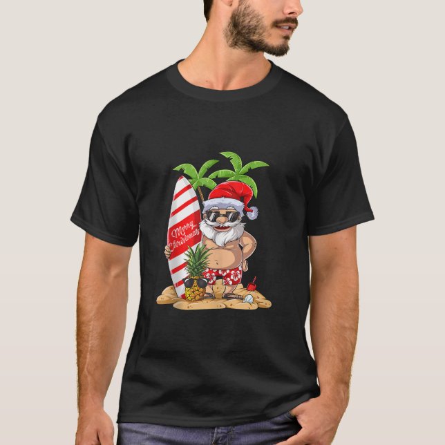 Christmas in July Santa Surf Hawaiian Men Summer S T-Shirt (Front)