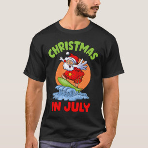 Christmas In July Santa Surfing Kid Toddler Hawaii T-Shirt