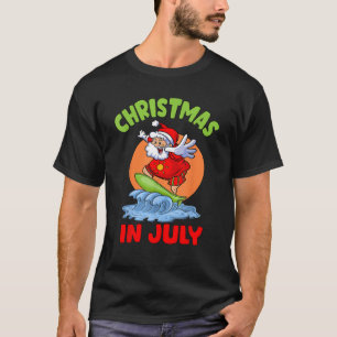 Christmas In July Santa Surfing Kids Toddler Hawai T-Shirt