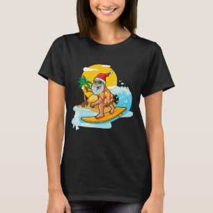 Christmas in July Santa Surfing Summer Aloha Hawa T-Shirt