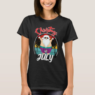 Christmas In July  Santa Surfing Summer Beach Vaca T-Shirt