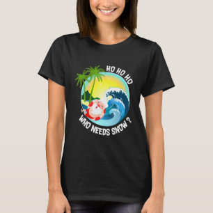 Christmas In July  Santa Surfing Summer Beach Vaca T-Shirt
