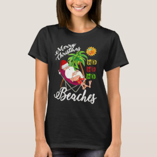 Christmas In July  Santa Surfing Summer Beach Vaca T-Shirt
