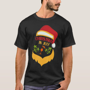 Christmas In July Santa Surfing Summer Beach Vaca T-Shirt