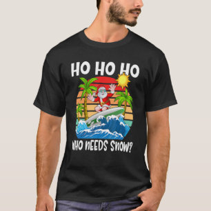 Christmas In July Santa Surfing Summer Beach Vaca T-Shirt