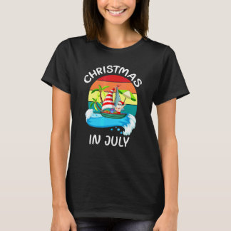 Christmas In July Santa Surfing Summer Beach Vacat T-Shirt