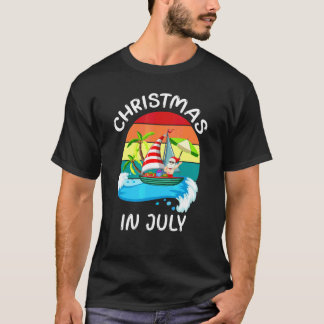 Christmas In July Santa Surfing Summer Beach Vacat T-Shirt