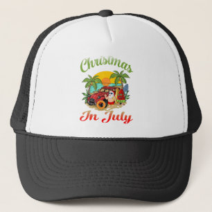 Christmas in July Santa Surfing Summer Santa Hawai Trucker Hat