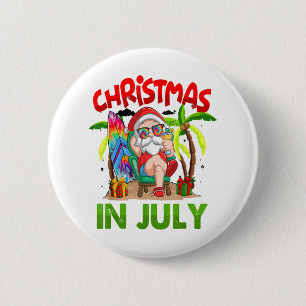 Christmas In July Santa Tie Dye Summer Surf Surfin 6 Cm Round Badge