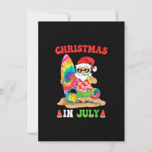 Christmas In July Santa Tie Dye Summer Surf Surfin Invitation