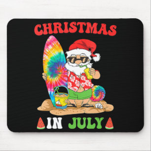 Christmas In July Santa Tie Dye Summer Surf Surfin Mouse Mat