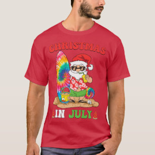 Christmas In July Santa Tie Dye Summer Surf Surfin T-Shirt