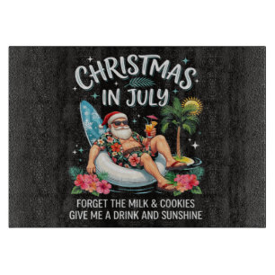 Christmas in July Santa Vacation Drink Cutting Board