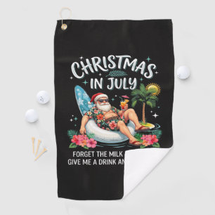 Christmas in July Santa Vacation Drink Golf Towel