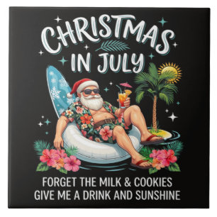 Christmas in July Santa Vacation Drink Tile