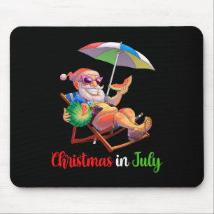Christmas In July Santa Watermelon Tropical Hawaii Mouse Mat