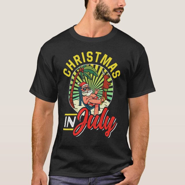 Christmas In July Sarcastic Summer Humor Santa T-Shirt (Front)