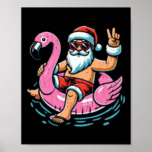Christmas In July Shirt Boys Kids Santa Flamingo S Poster