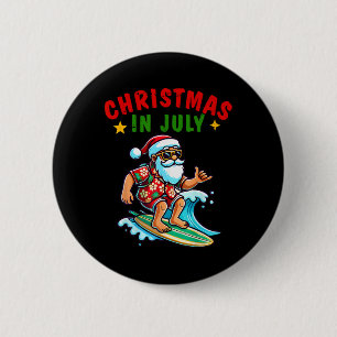 Christmas In July Shirt Boys Kids Santa Surfing Su 6 Cm Round Badge