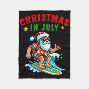 Christmas In July Shirt Boys Kids Santa Surfing Su Fleece Blanket