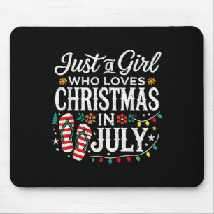 Christmas In July Shirt Girls Funny Summer Beach V Mouse Mat