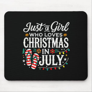 Christmas In July Shirt Girls Funny Summer Beach V Mouse Mat