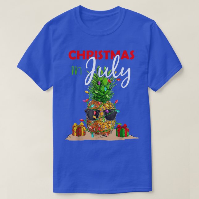 Christmas In July Shirt Pineapple Xmas Tree Summer (Design Front)