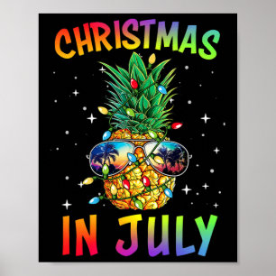 Christmas In July Shirt Pineapple Xmas Tree Summer Poster