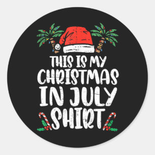 Christmas In July Shirt Santa Hat Summer Beach Vac Classic Round Sticker