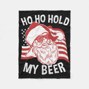 Christmas In July Shirt Santa Ho Ho Hold My Beer 1 Fleece Blanket
