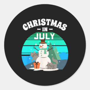 Christmas In July Shirt Snowman Christmas Classic Round Sticker