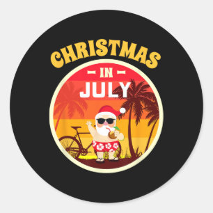 Christmas In July Shirt Summer Beach Vacation Hawa Classic Round Sticker