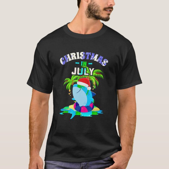 Christmas in July Shirt Summer Beach Vacation Sant (Front)