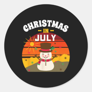 Christmas In July Shirt Summer Vacation Christmas Classic Round Sticker