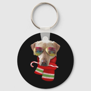 Christmas In July Shirt Yellow Lab Sungles Dog Lov Key Ring