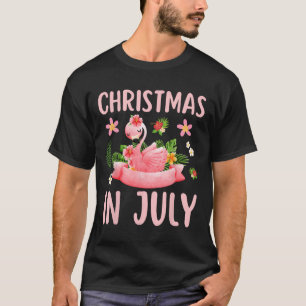 Christmas In July Shirts For Women Pink Flamingo