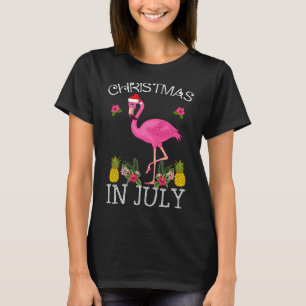 Christmas In July Shirts For Women Pink Flamingo