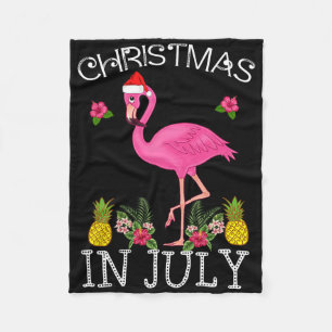 Christmas In July Shirts For Women Pink Flamingo Fleece Blanket