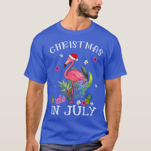 Christmas In July Shirts for Women Pink Flamingo T
