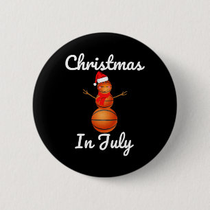 Christmas In July Sketll Snowman Santa Hat Summer 6 Cm Round Badge