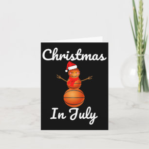 Christmas In July Sketll Snowman Santa Hat Summer Card