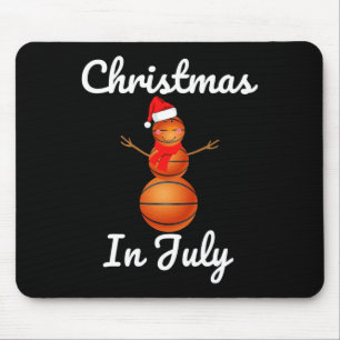 Christmas In July Sketll Snowman Santa Hat Summer Mouse Mat