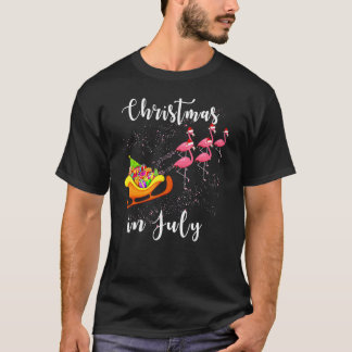 Christmas In July  Sleigh Flamingos Women Kid Summ T-Shirt