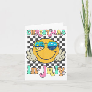 Christmas In July Smile Face Summer Beach Vacation Card