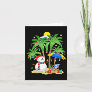 Christmas In July Snowman Beach Summer Surfing Vac Card