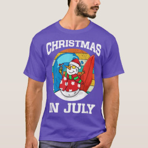 Christmas In July Snowman Beach Summer Surfing Vac T-Shirt